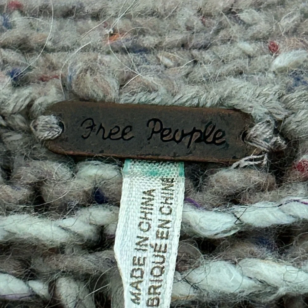 Free People Chunky Knit Sweater Gray Tan Size S - Picture 10 of 15